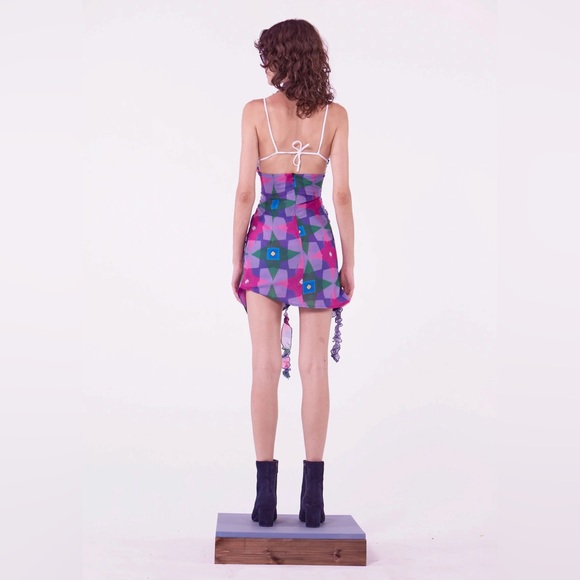 NWT ANIM Helmut Purple Floral Halter Mini Dress - Picture 5 of 8